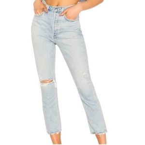 agolde riley high rise straight crop jeans
